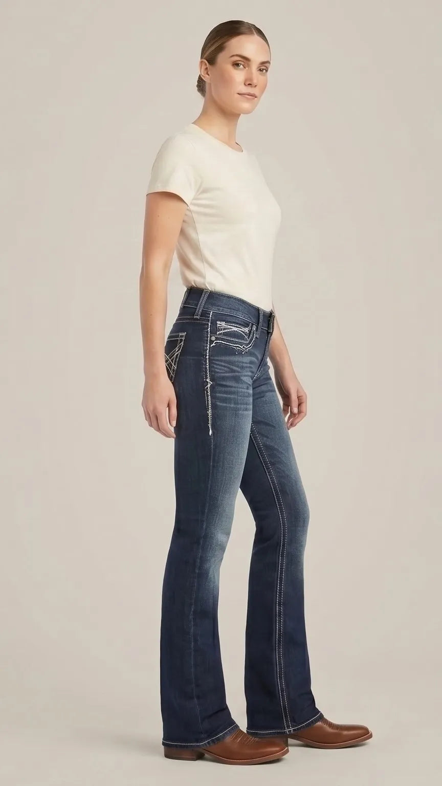 Ariat USA - Dark Blue Denim High Rise Flare Fit Bootcut Jeans