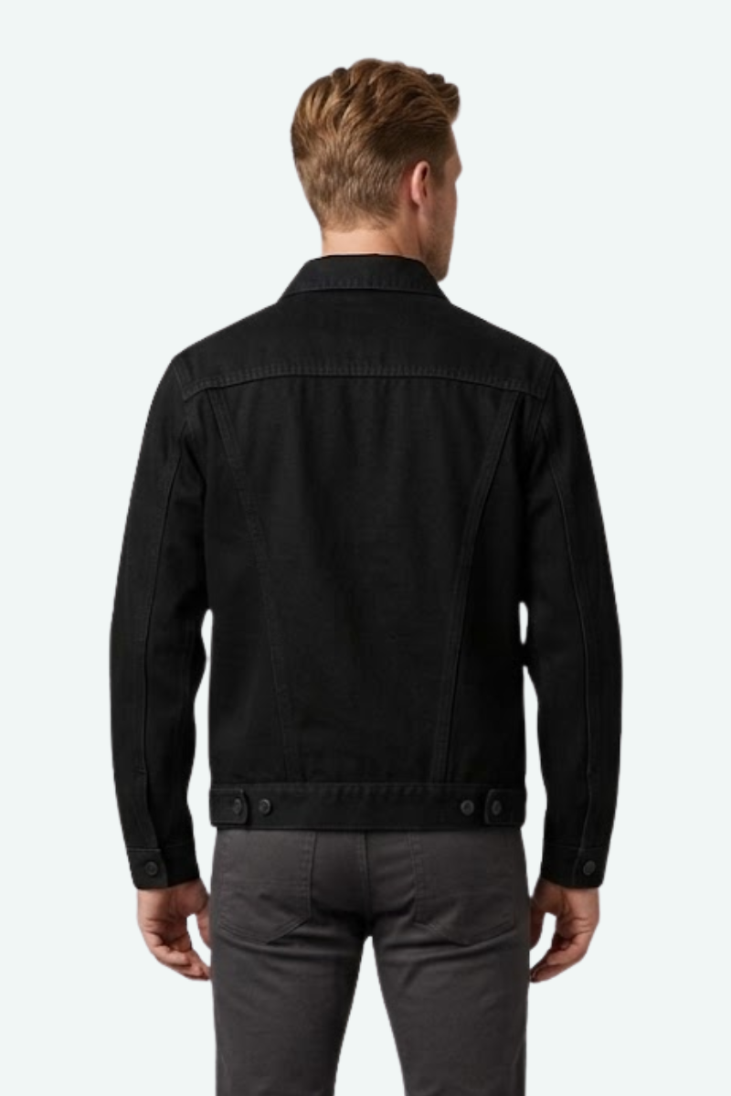 ⁠Basic Black Denim Jacket