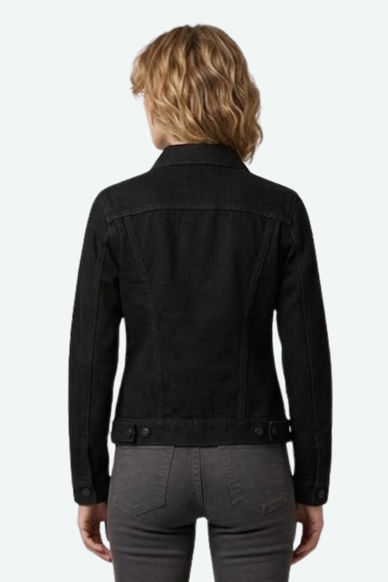⁠Basic Black Denim Jacket