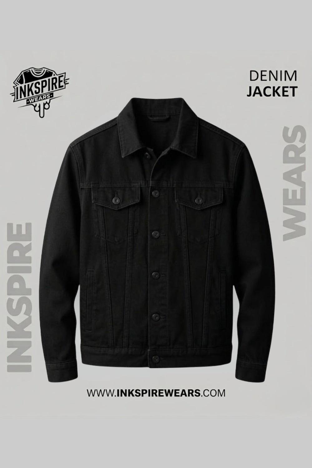 ⁠Basic Black Denim Jacket